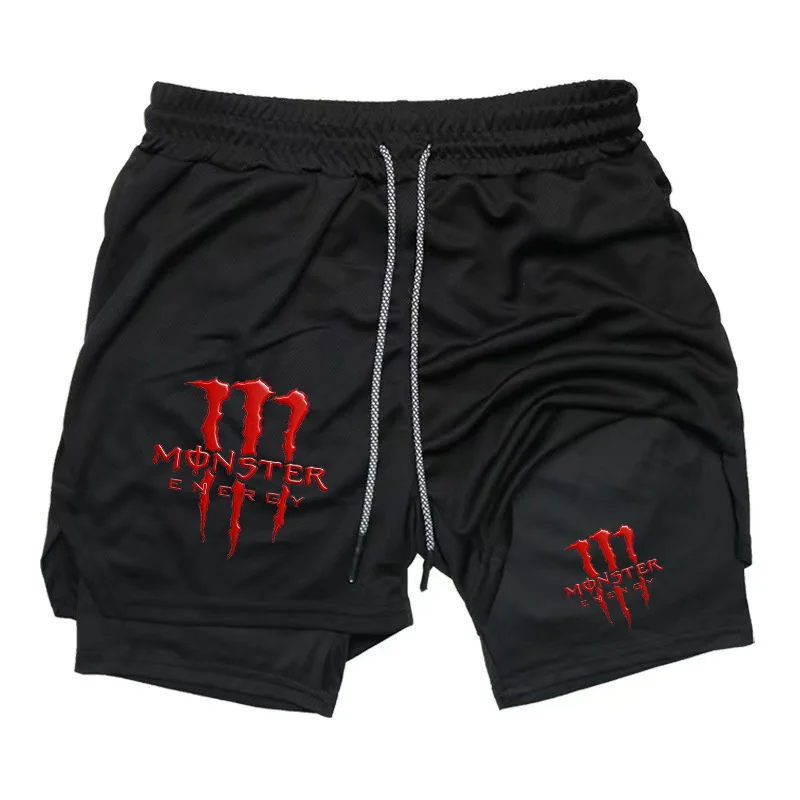 

Мужские спортивные шорты цельного кроя с дизайном Monster Energy, дышащие, удобные, подходят для спортзала и тренировок, функциональные брюки.