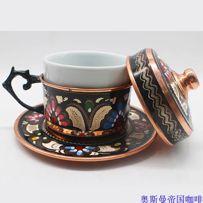 Turkish coffee cup medium cup enamel color handmade copper European