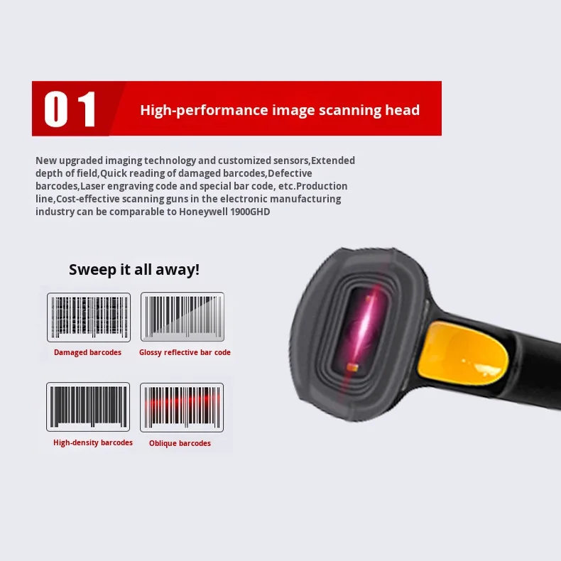 Mindeo FS526HD Industrial Store Scanning COM ROHS QR Code Scanner CMOS Handheld Engraving Code Reader USB Black 345 Scan Stock