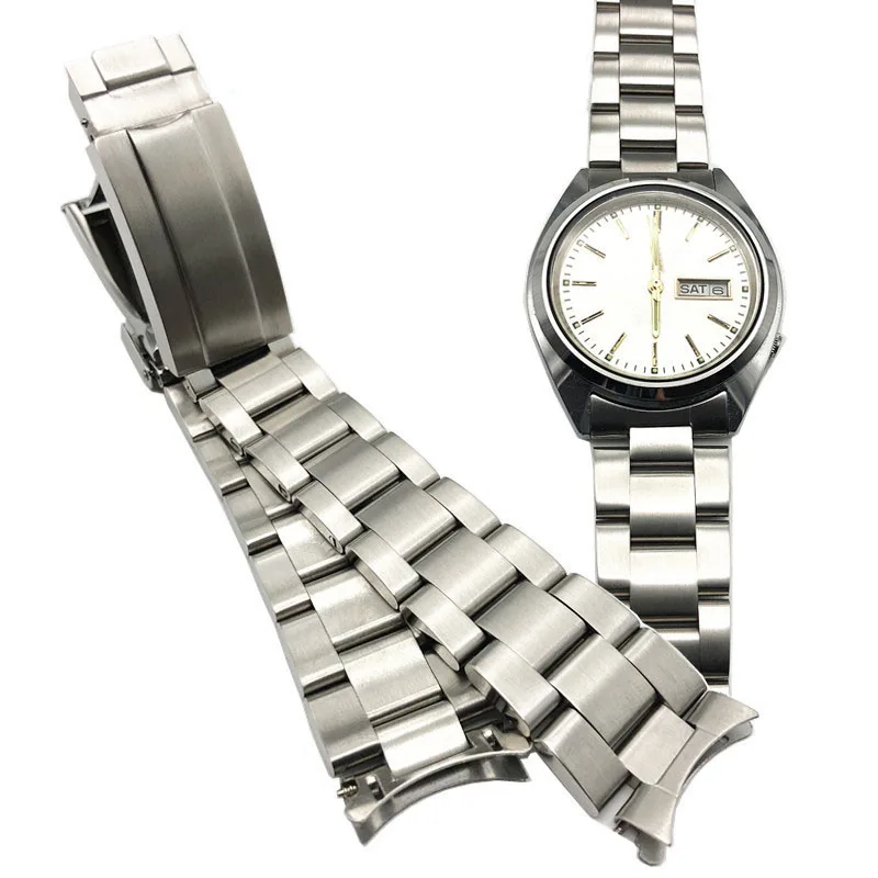 أشرطة ساعات يد 316L الفولاذ المقاوم للصدأ الفضة المحار نمط سوار 19 مللي متر حزام ل سيكو 5 (SNXS73 75 77 79 80 81 SNFF05 SNXG47) J1/K1