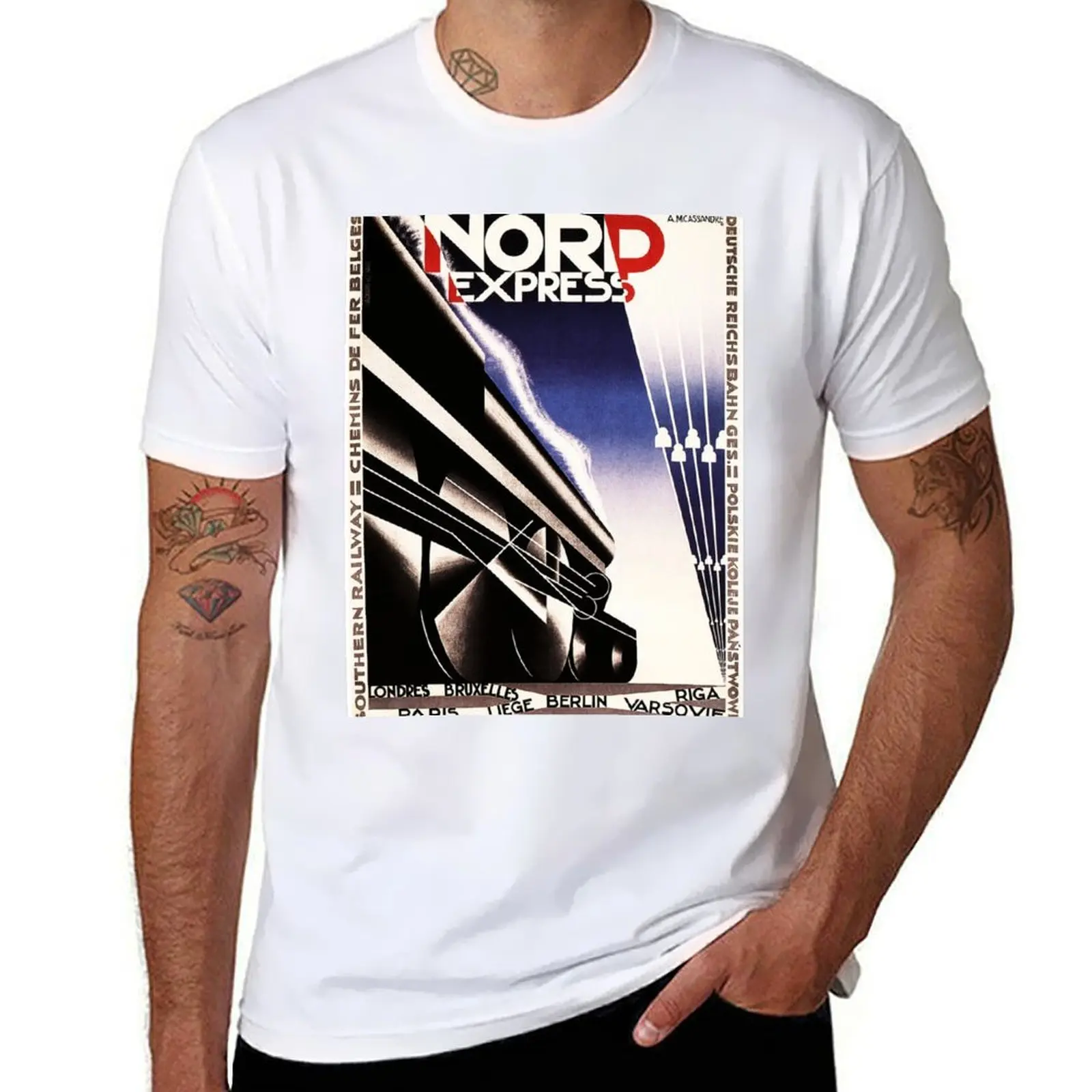 

NORD EXPRESS Vintage Railway Poster T-Shirt t shirts for man cotton cotton tshirt 100% T-Shirt