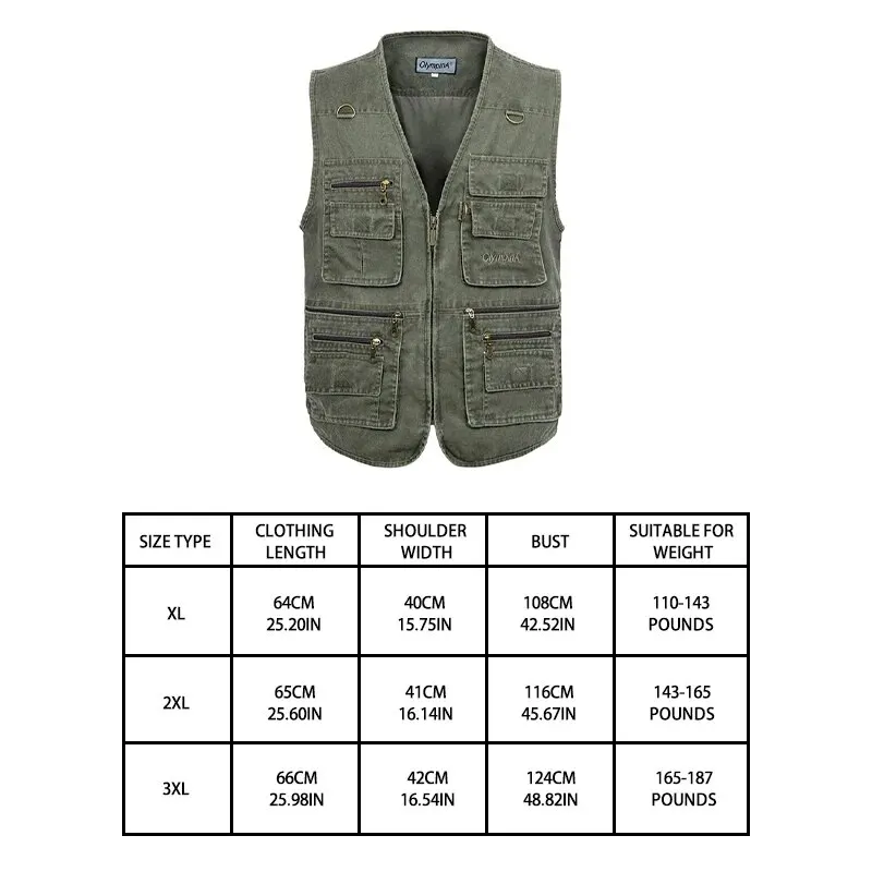 Men's Fishing Vest Zipper Pockets Cargo Vest Casual Outwear Zip Up Vest For Spring Summer Outdoor Fishing Photography