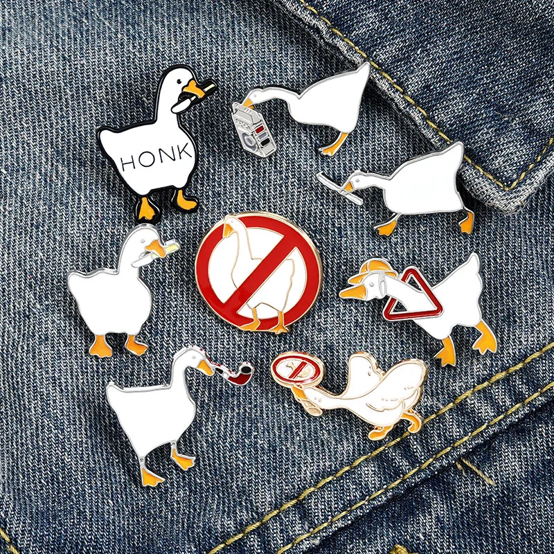 Untitled Goose Game Cartoon cute Animal Enamel Pins Brooches Clothing Backpack Lapel Badges Jewelry Accessories For unisex gift