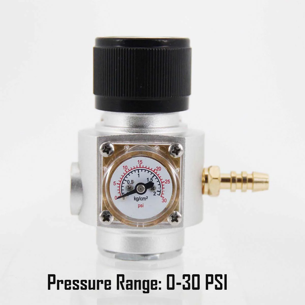 Adjustable Single Knob Co2 Regulator 30psi with Mounting Bracket 8mm Hose Barb Use with 5/8\