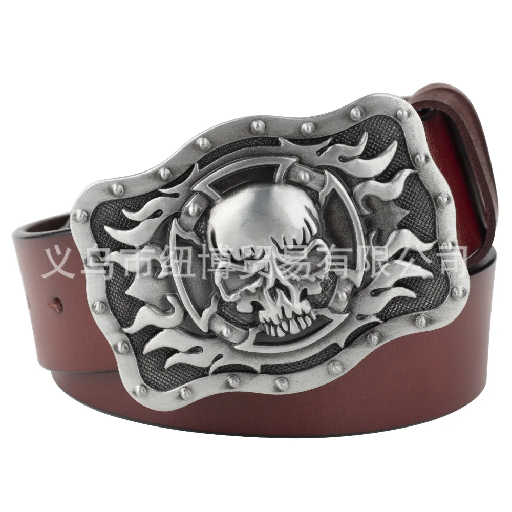 Hell Ghost Skull fibbia per cintura in lega quadrata Grim Reaper Pattern Street Youth accessori per feste in moto