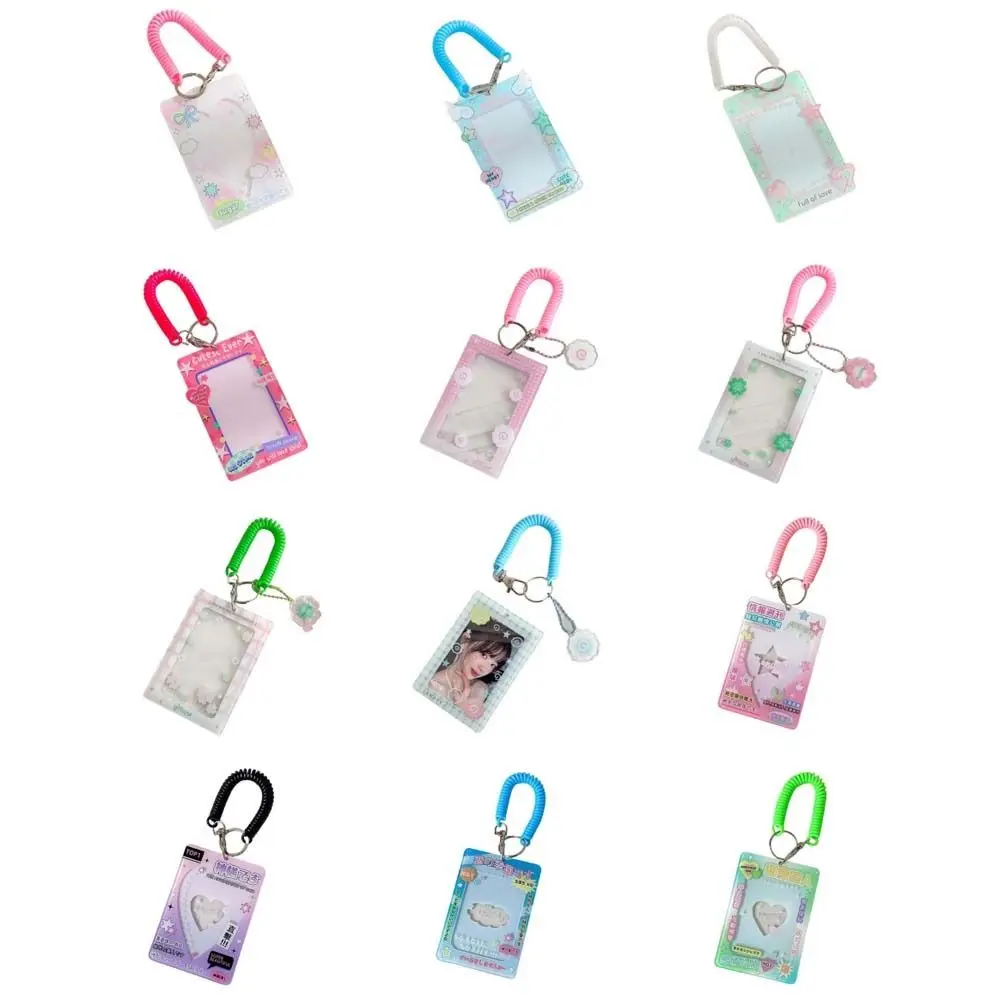 With Keychain Korean Style Card Holder Card Case Acrylic Student Card Cover Bungee Cord Candy Color ID Card Holders Girls Gift