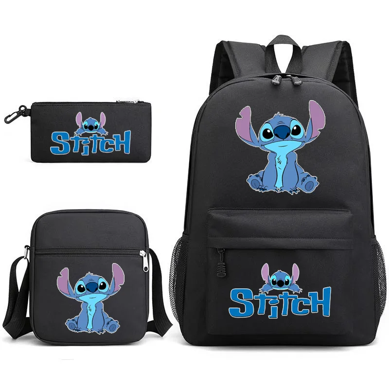 MINISO-Mochila deportiva de Lilo & Stitch para niños, estuche de lápices con estampado de dibujos animados, bolso de hombro para niños y niñas,