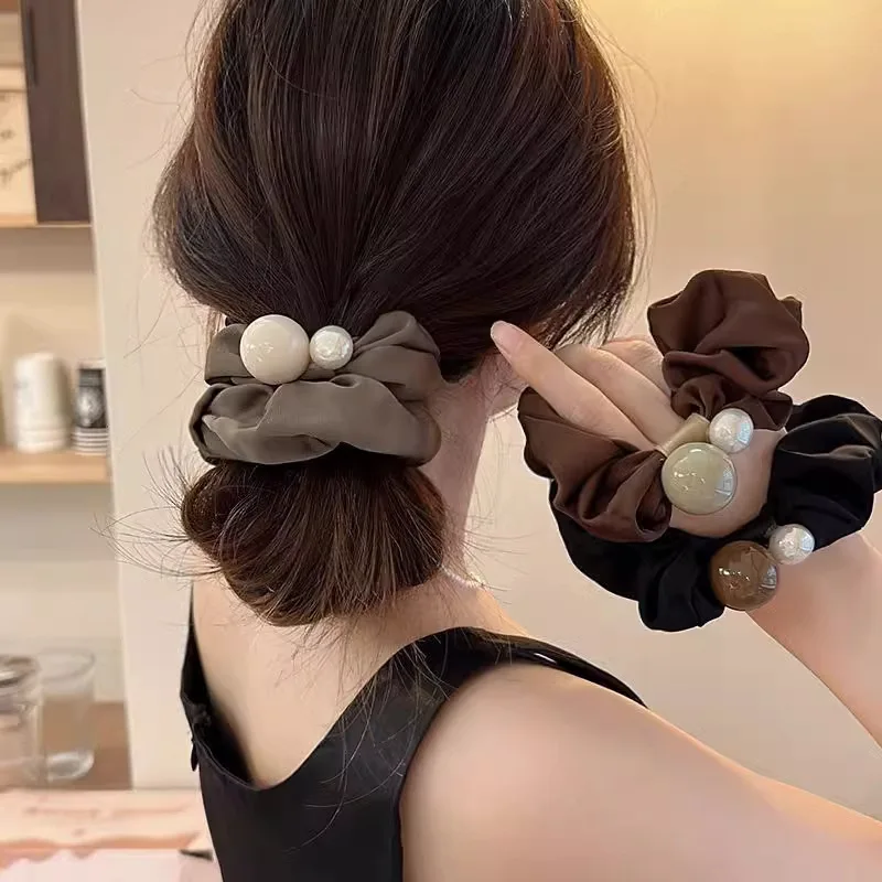 الحد الأدنى لؤلؤة Scrunchie الشعر Tie2025New العصابات الشعر المرنة النساء العلاقات الشعر الأنيقة عالية الجودة العصابات الشعر