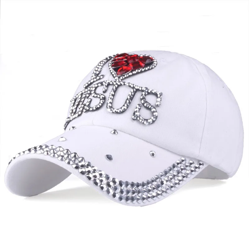 Women Love Jesus White Stone   Bling Baseball cap  Ladies  Summer  Rhinestone Baseball Caps