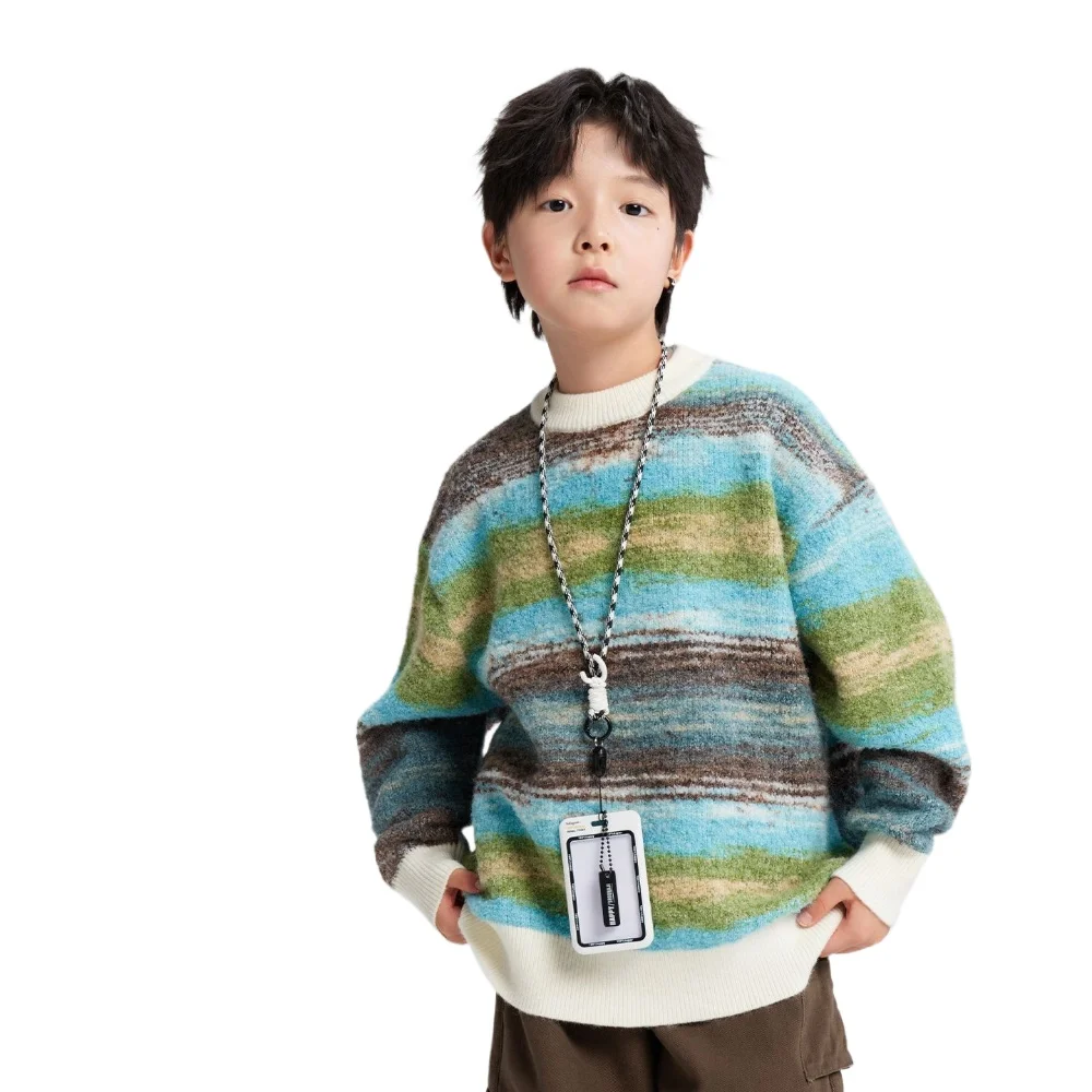 

Children's Clothing Boys Sweater 2025 New Kids Autumn and Winter Style Wool Gradient Stylish Warm Knitted Sweater Winter Wear
