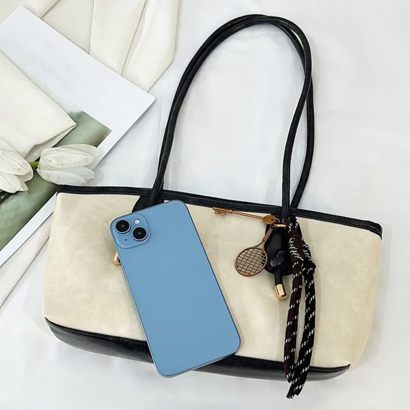 حقيبة كتف من جلد البولي يوريثان للنساء Y2K حقيبة يد بسيطة للفتيات ذات سعة كبيرة حقيبة كروس نسائية بلون سادة حقائب حمل كلاسيكية #5