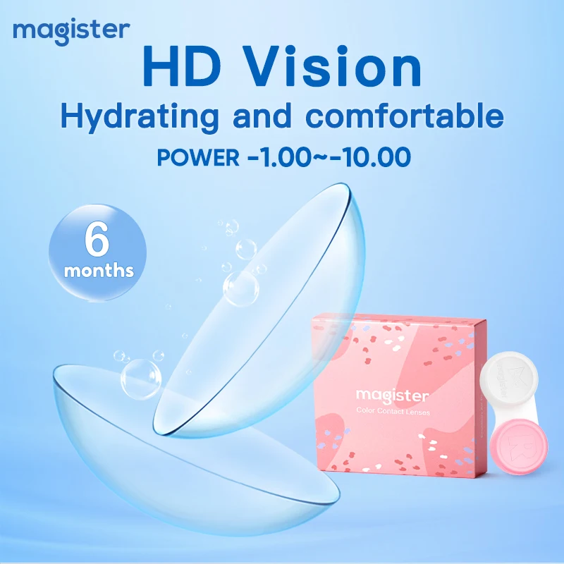(-1.00~-10.00) MAGISTER Prescription Contact Lenses With Grade Transparent Vision Correction Lenses Contact Lens 6 Months 1 Pair