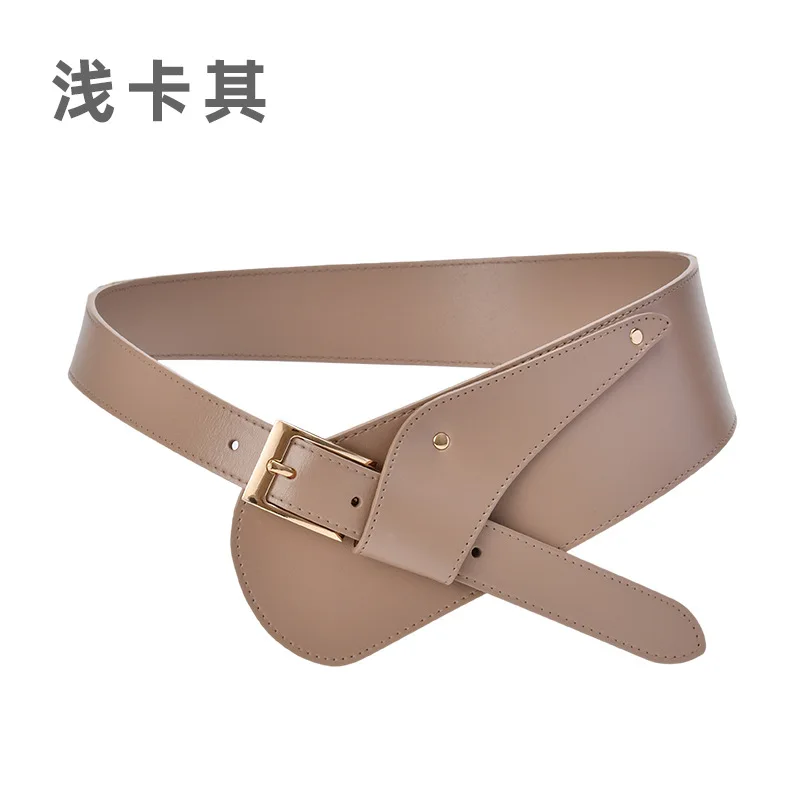 Women's Wide Leather Belt Vintage Corset Waistband Solid Alloy Buckle Rivet Detail for Suit Coat Commute Daily Wear