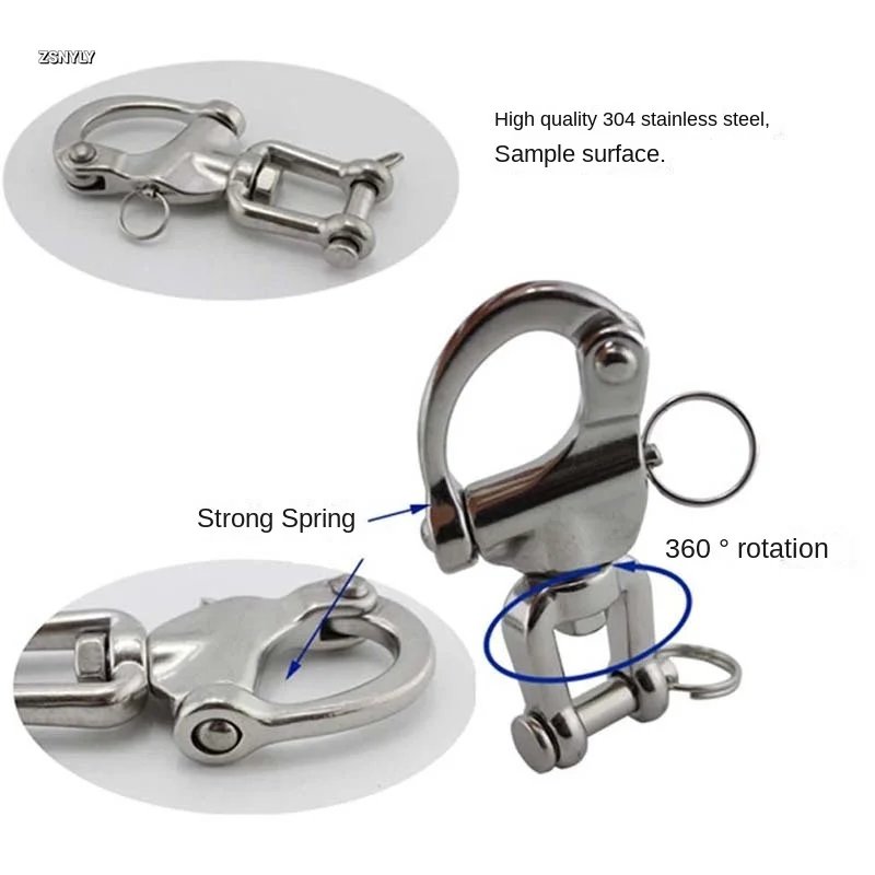 Snap Swivel 304 Stainless Steel Shackle Marine Boat Sail Hardware 6.8 x 3 cm Heavy duty high strength swivel snap shackle hook