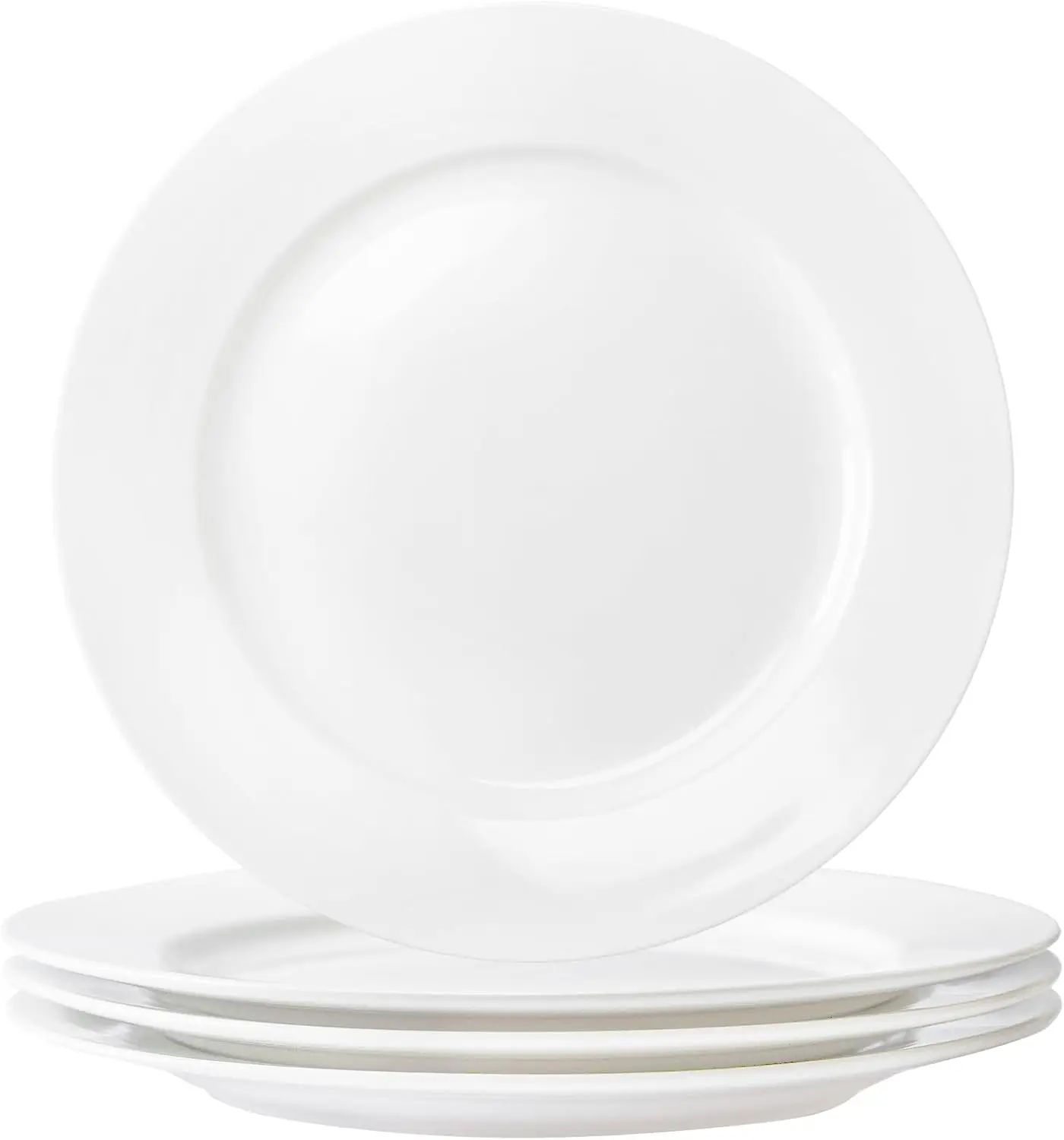 

8-дюймовые керамические обеденные тарелки, набор из 4 шт., закругленные белые тарелки для салата для обеда, пиццы, шведского стола, стейка и хлеба, микроволновой печи и дисплея