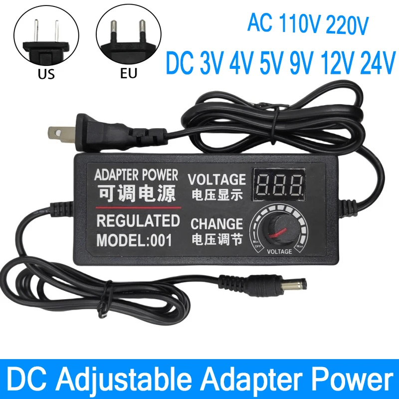 

AC DC Adjustable Adapter 12V Volt Power Supply 220V TO 3V 4V 5V 9V 12V 24V 36V LED Display Screen 1A 2A 3A 5A 10A Power Adapter