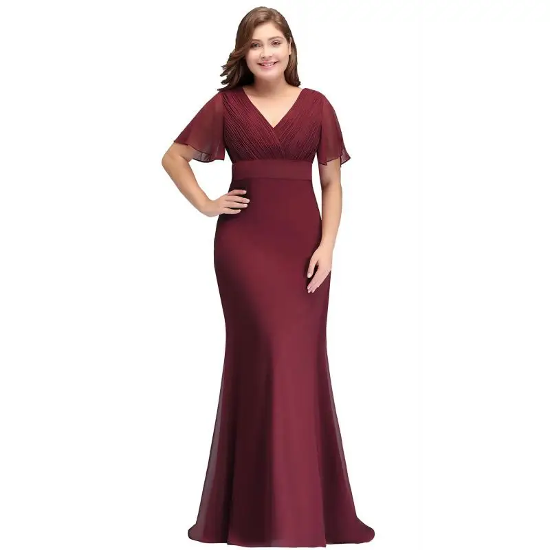 

2024 Solid Color V Neck Evening Dresses Ruffles Chiffon Ruched Formal Party Prom Gowns Vestidos De Fiesta Bridesmaid Dress