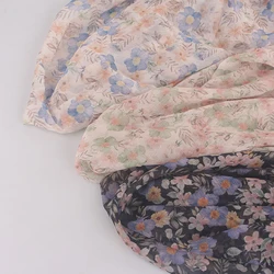 Summer Crepe Chiffon Printed Fabric Forest Style Girl's Pastoral Floral Elegant for Sewing Dresses Clothes by Meters