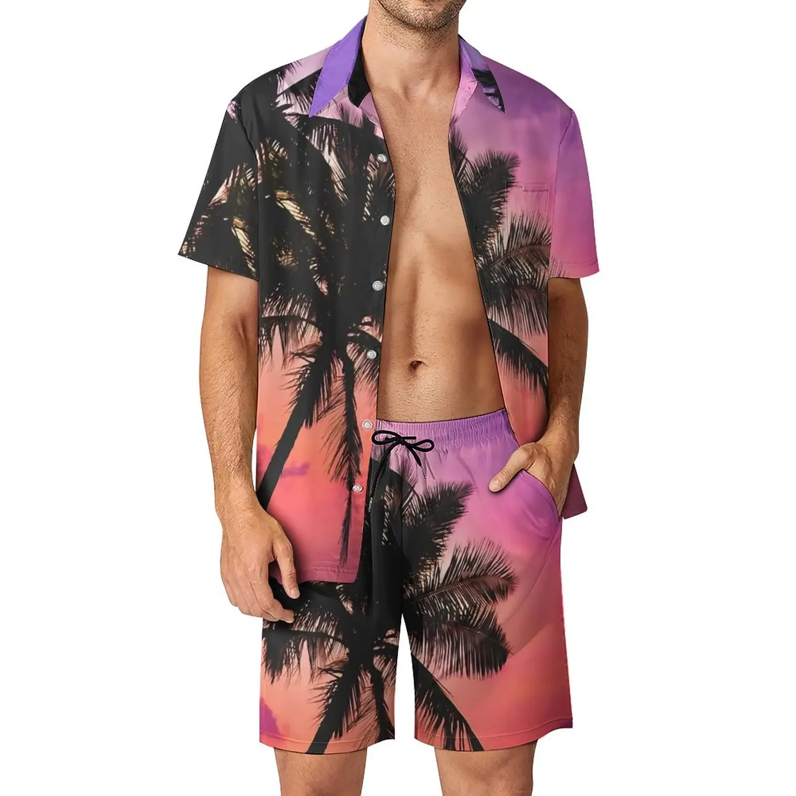 Summer Clothing Palm Trees Shirt Sets 3D Printed Men Casual Fashion Short Sleeves Shirts Oversized Beach Shorts Hawaiian Sets