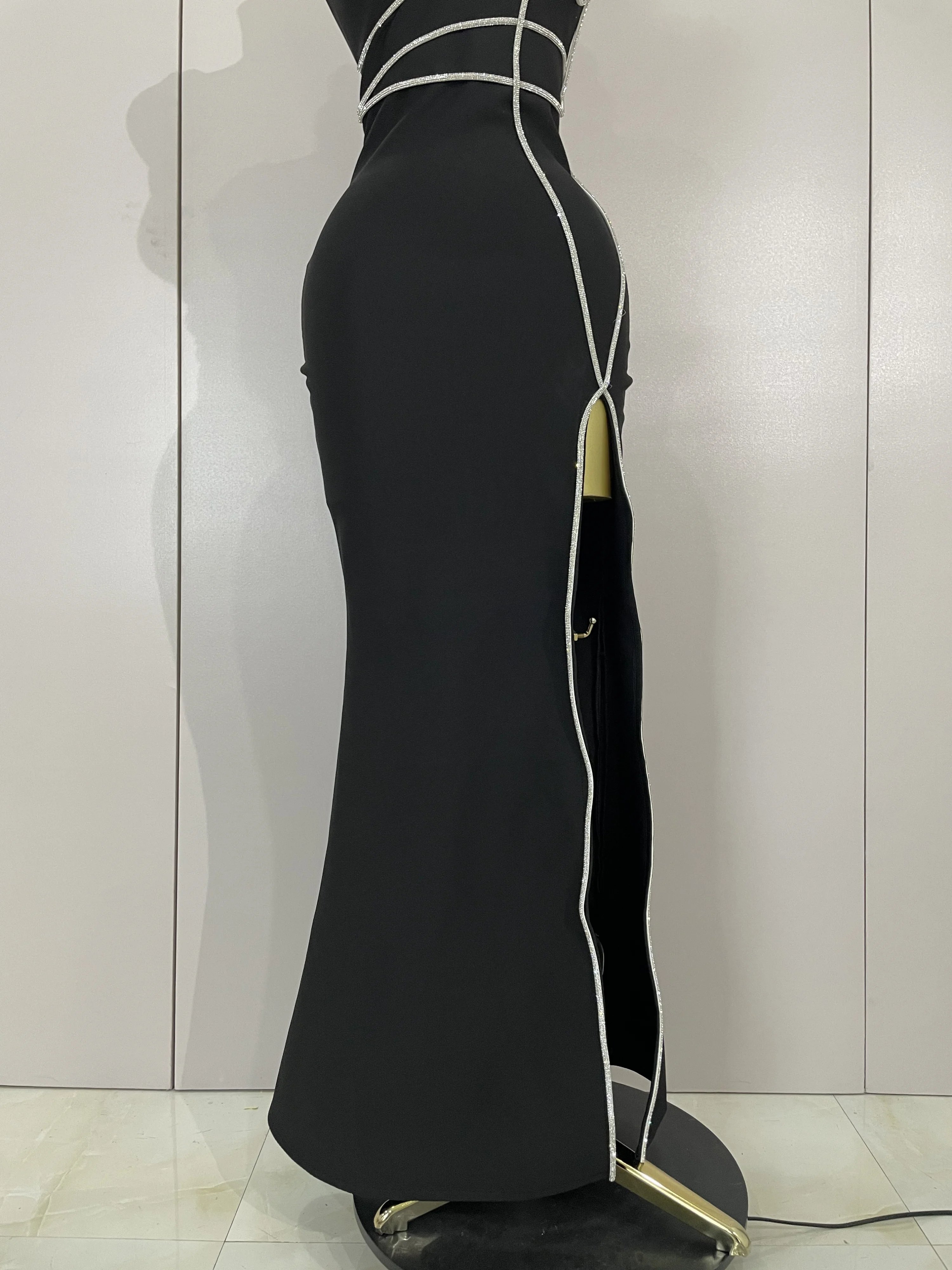 Damskie luksusowe sukienki urodzinowe, seksowne, z koralikami, czarne, maxi, długie, bandażowe sukienki 2025, nowe, wieczorowe, klubowe, dzianinowe, obcisłe ubrania na imprezę.