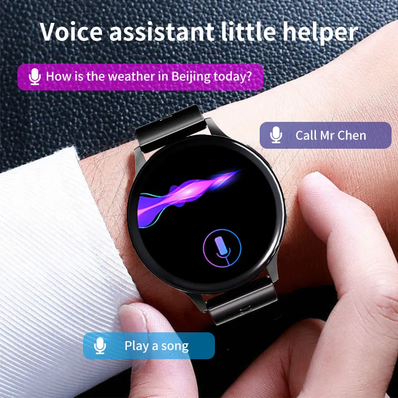 FOXBOX Men's Smart Watch Heart Rate Monitor NFC Door Unlock Bluetooth Call Voice Assistant Music Play Smartwatch For Android IOS