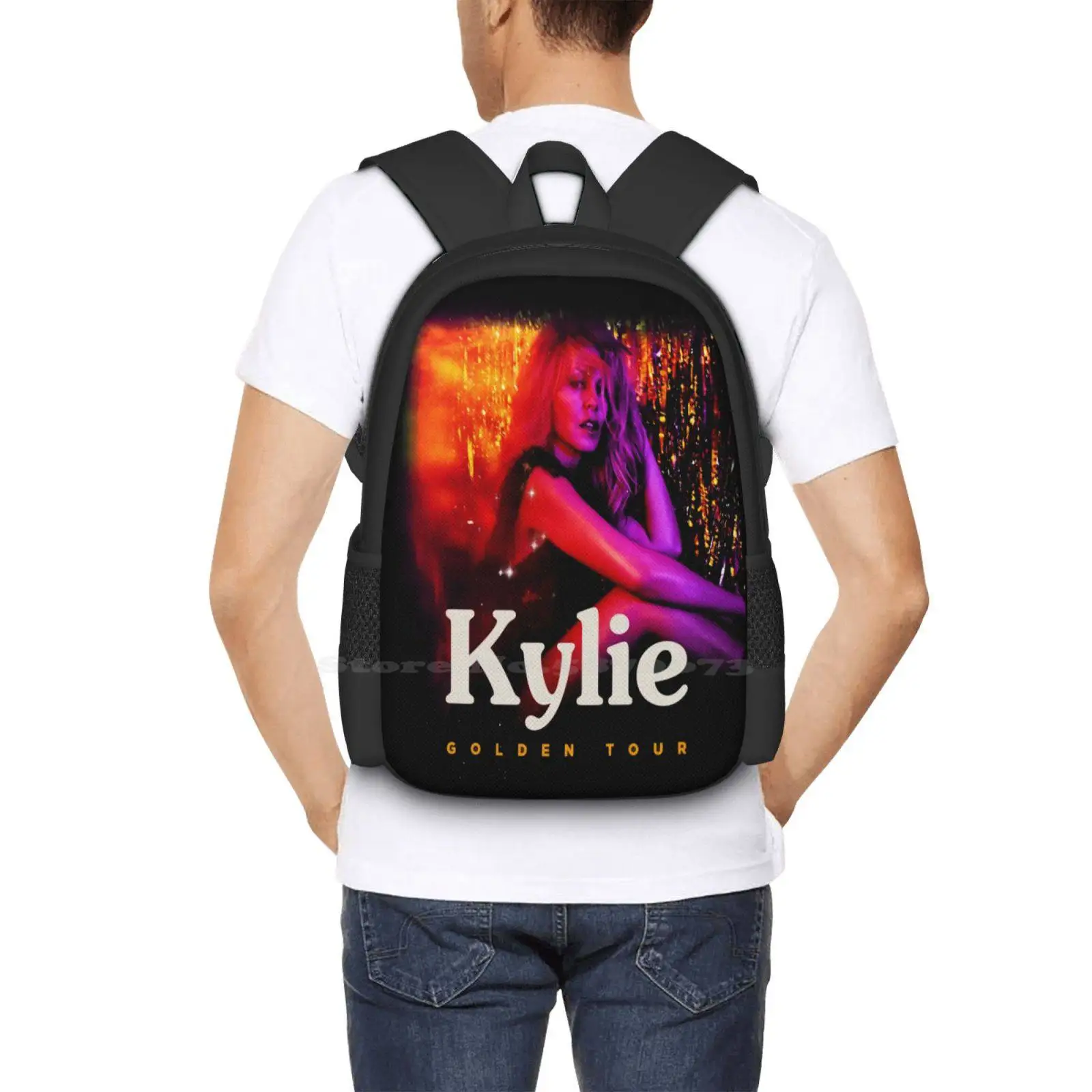 Golden Tour Mochila com design de impressão 3D Bolsa de estudante Golden Tour Kylie Minogue