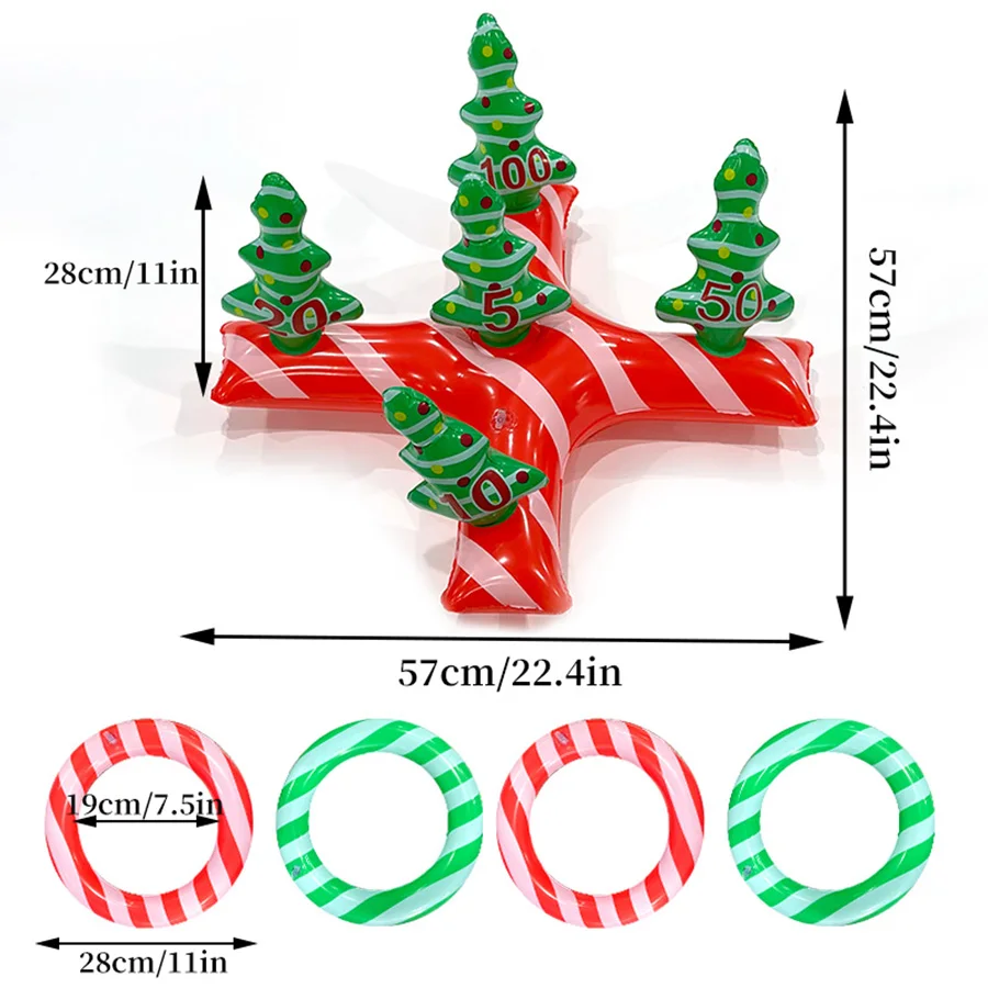 PVC نفخ عبر شجرة عيد الميلاد الدائري ، مجموعة لعبة مع 4 حلقات ، الأولى
