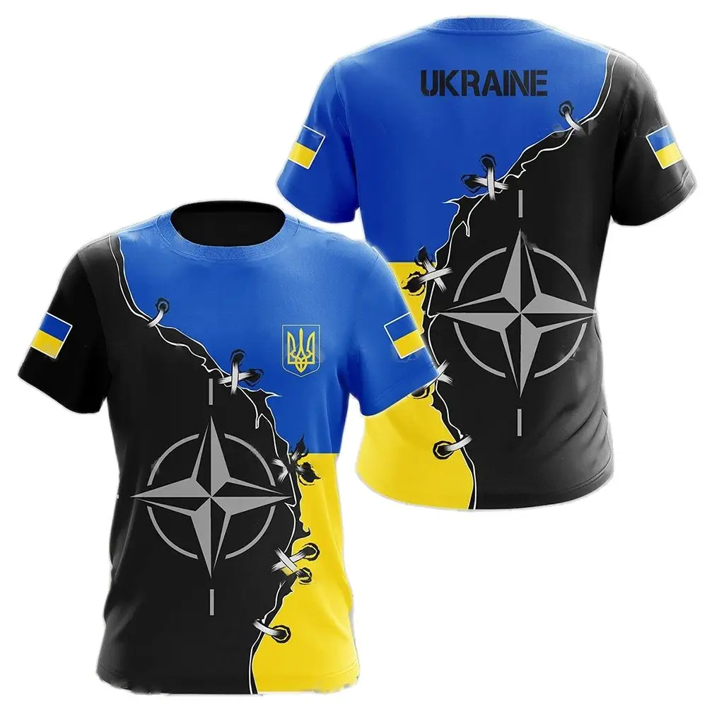 Ukraine Flag Shirt Men\'s T-Shirt Tops Ukrainian Army Camouflage Short Sleeve Jersey Summer O-Neck Oversized Streetwear Male Tees