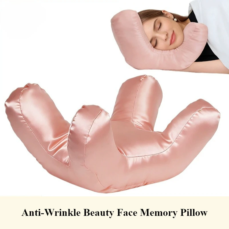 

Women's Elastic Beauty Face Memory Pillow with Concave Shaped Anti-Wrinkle Anti-Squeeze Solid Color Memory Foam Facial Bedding