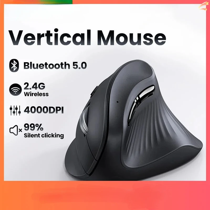 

Вертикальная мышь UGREEN, беспроводная Bluetooth5.0 2,4G, эргономичная, 4000 точек на дюйм, 6 кнопок отключения звука для MacBook, планшетов, ноутбуков, компьютерных ПК, мышей