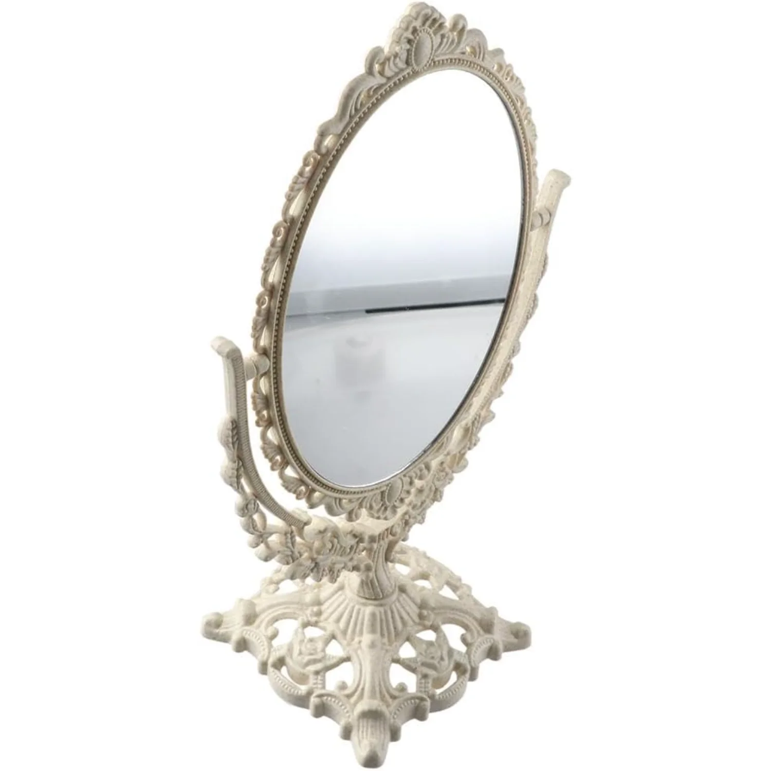 Retro Double Sided Tabletop Makeup Mirror, Oval Swivel Desktop Stand Mirror,    Vintage Two-Sided Makeup Mirror