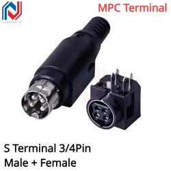 2PCS MPC Terminal DIN 3/4Pin Male DC Power Plug MD3/4P Dual Power Supply S Terminal Connector Adapter for TFT LCD Flatscreen TV