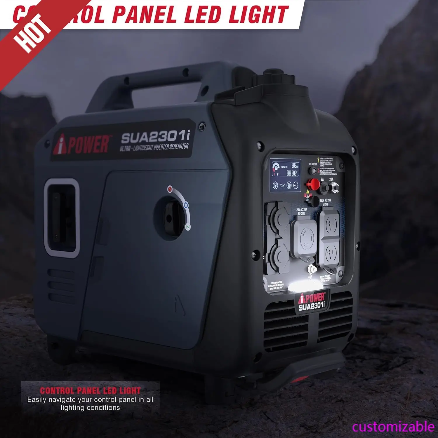 

Portable Inverter Generator, 2300W RV Ready, EPA & CARB Compliant CO Sensor, Portable Ultra-Light Weight