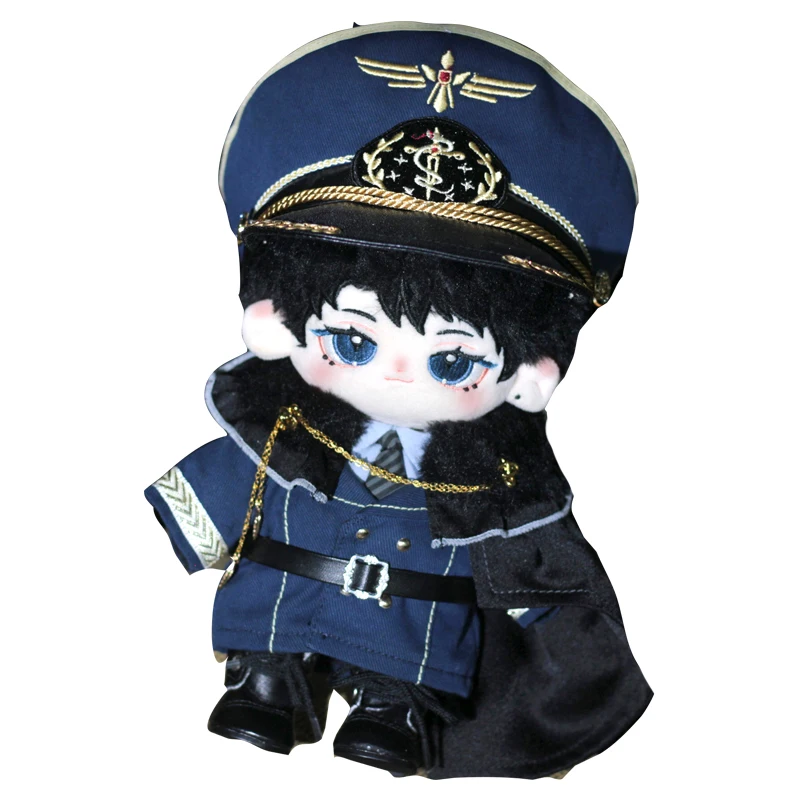20cm Plush Toy Doll Clothes Air Force General Clothes Blue Military Hat Shirt Tie Cloak Coat Pants Boys and Girls Birthday Gifts