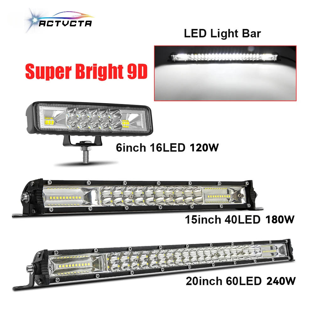 

ACTVCTA 20" 15" Inch Led Fog Lights Led Light Bar LED Headlights LED Work Light Running Lights for Car Truck 4X4 4WD Car SUV ATV