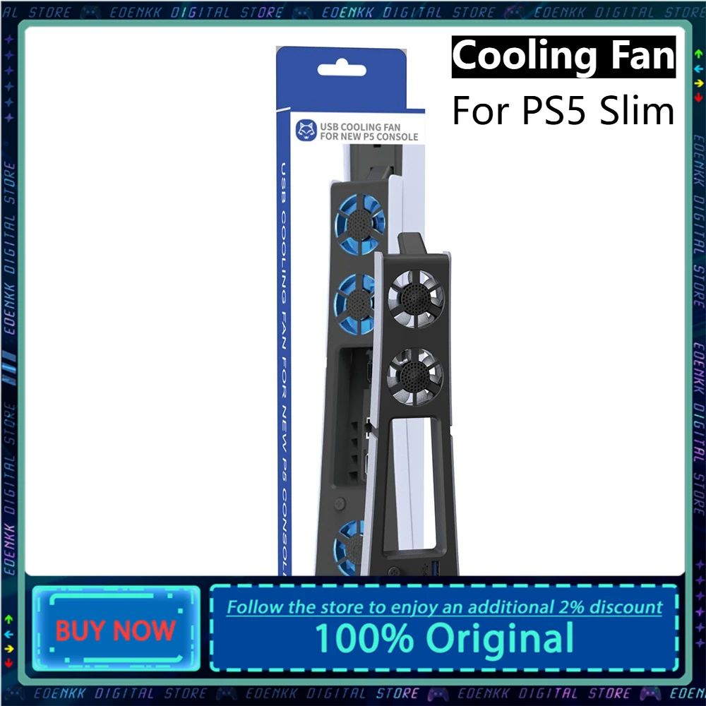 

PS5 Slim Adjustable Speed Cooling Fan - Silent and Efficient Cooling System with USB Port Suitable for PlayStation 5 Console