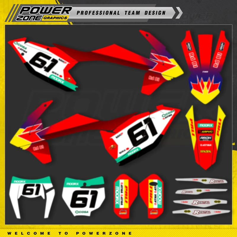PowerZone Custom Team Graphics Backgrounds Decals Stickers Kit For KTM SX SXF MX 16-18  EXC XCW Enduro 17-19 125 to 500cc 119