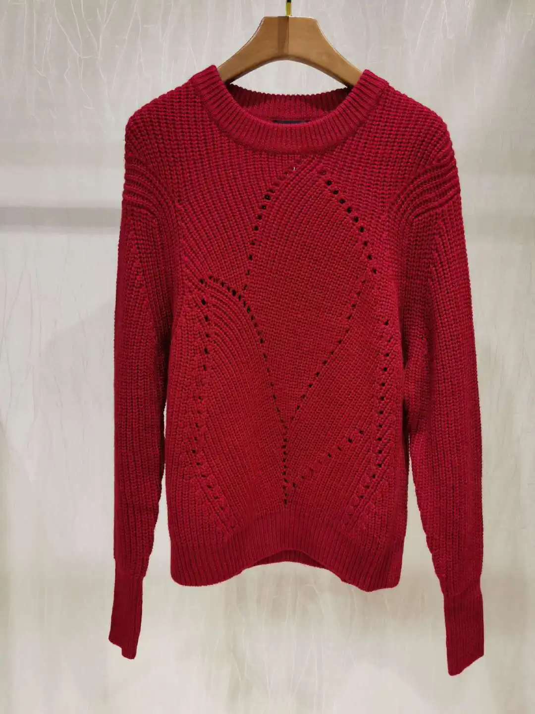 Women Sweater Hollow Fashion All-match Round Neck Wool Top Women