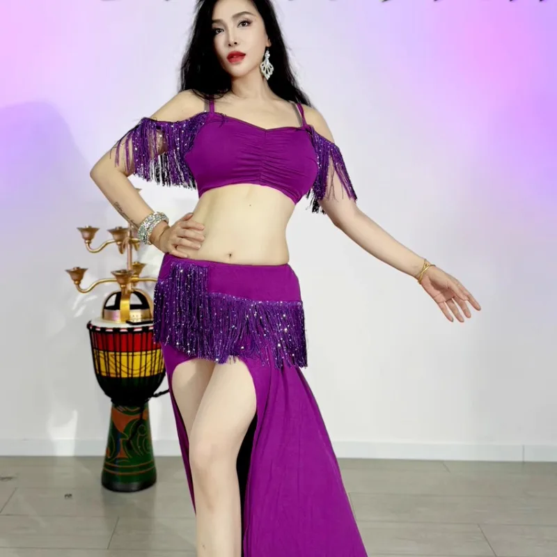 

Customized Sweg Belly Dance Costumes Practice Dress Eastern Dance Costume Inspiring Sequin Fringe Skirt Set Indian Clothes Women