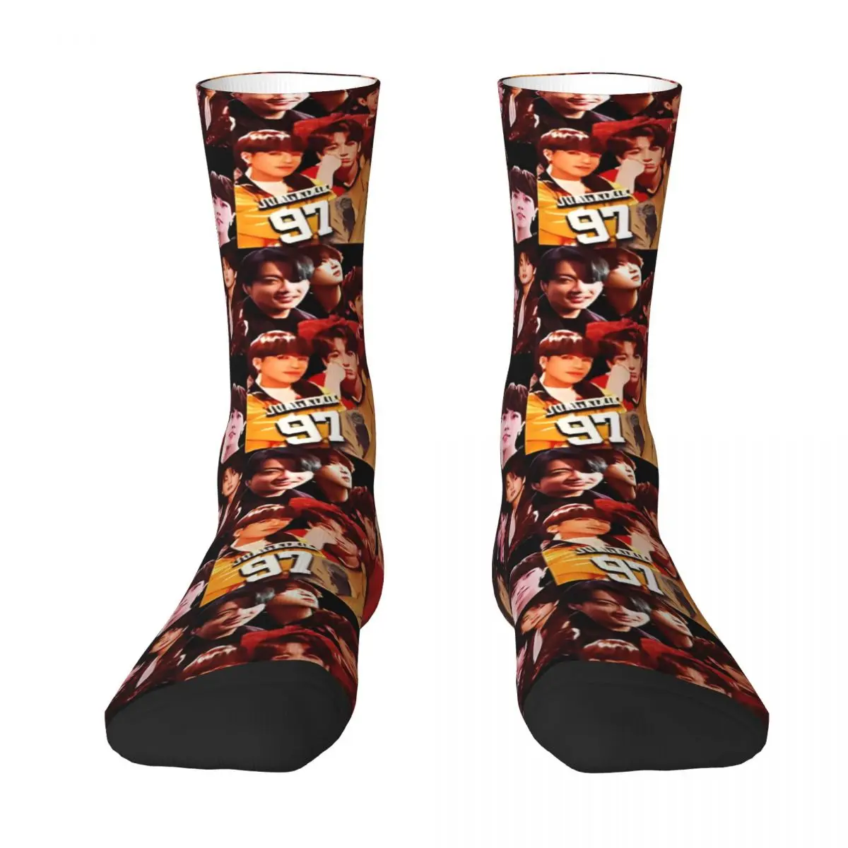 Jungkooks Collage Poster Socks Winter Stockings Novelty Men Breathable Socks Printed Outdoor Sports Non Skid Socks