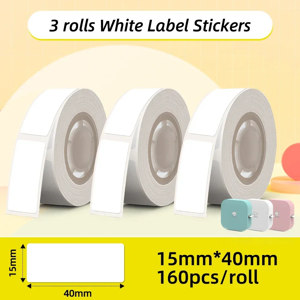 3 rolls Label Sticker White Label Printer Paper Thermal Paper Roll Label Tape for Phomemo Q30 D30 Mini Portable  Printer