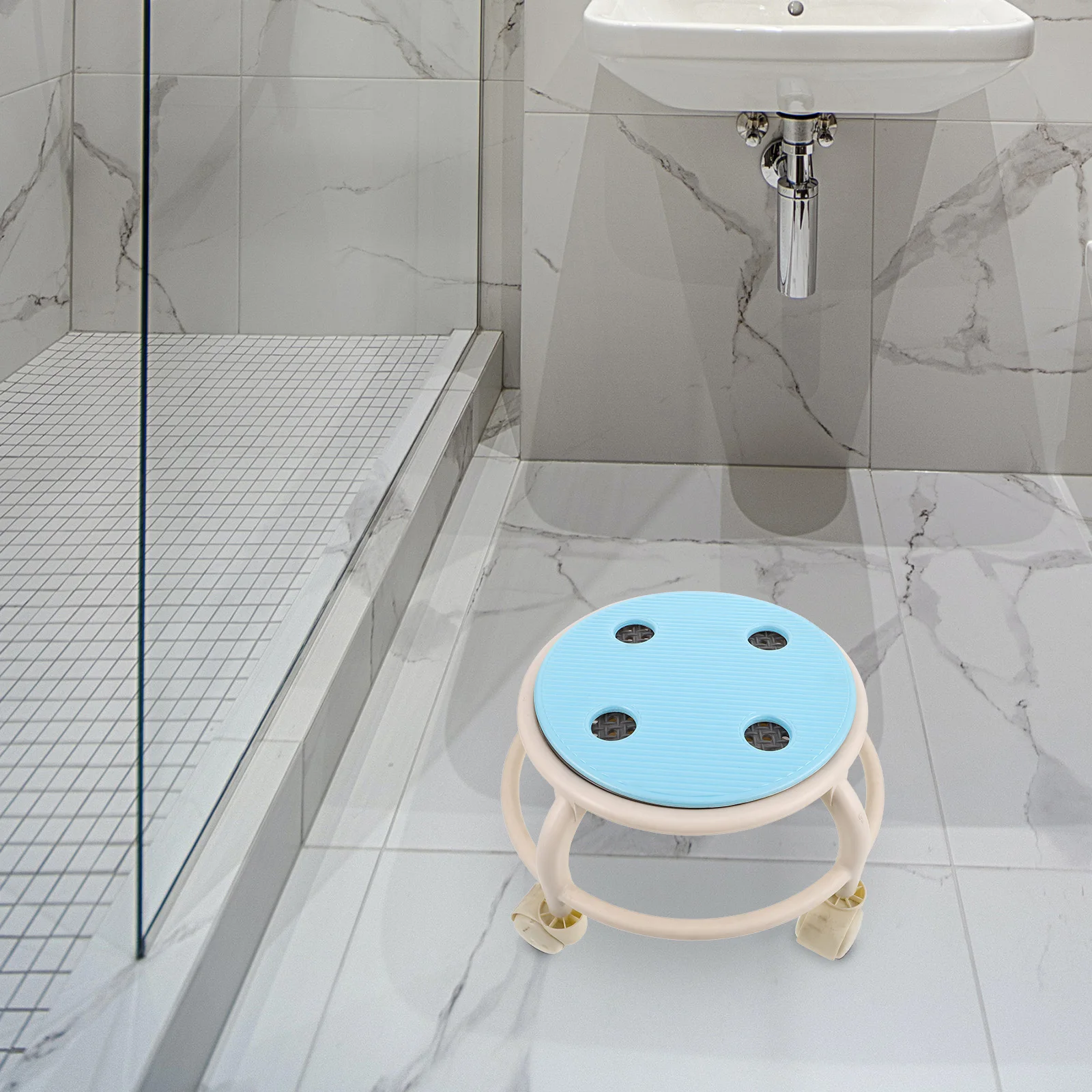 

Bathroom Stool Cushion Shower Chair Soft Round Waterproof Pad Non Slip Breathable Shower Seat Mat for Elderly Support