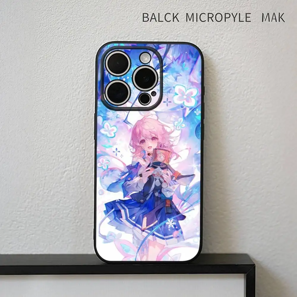 Honkai Star Rail Clara Bailu telefoonhoesje voor iPhone17,16,15,14,13,12,11 Plus, Pro Max, zachte zwarte hoes
