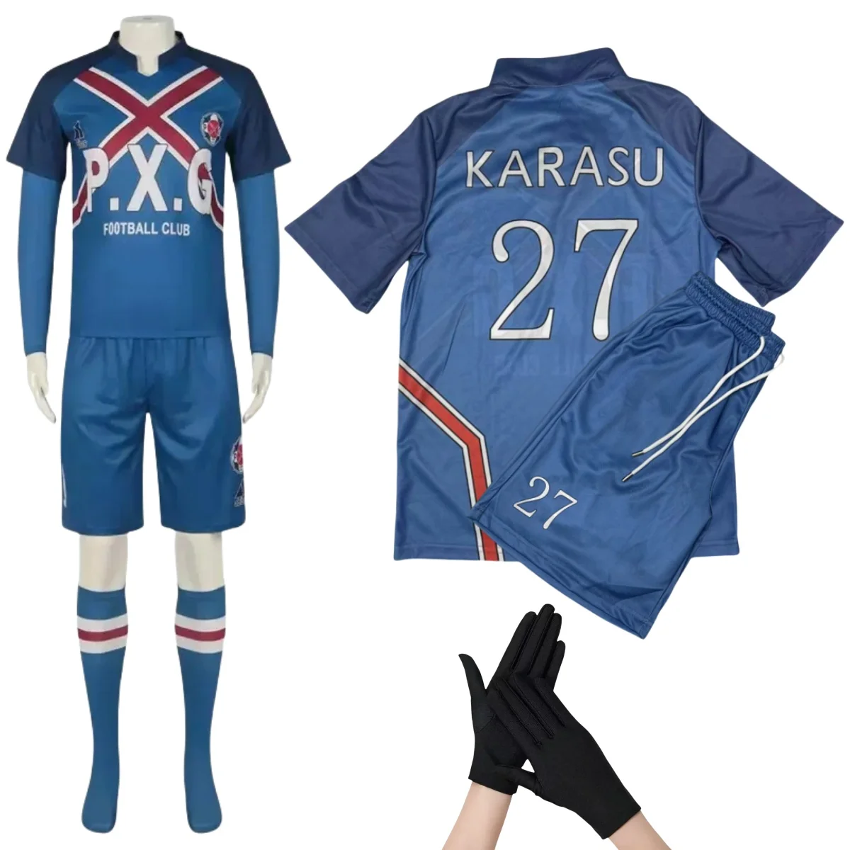 أزياء أنيمي بلو لوك كاراسو التأثيرية للرجال نادي كرة القدم جيرسي # 27 مجموعة أزياء كرة القدم Karasu Tabito لحفلات الهالوين