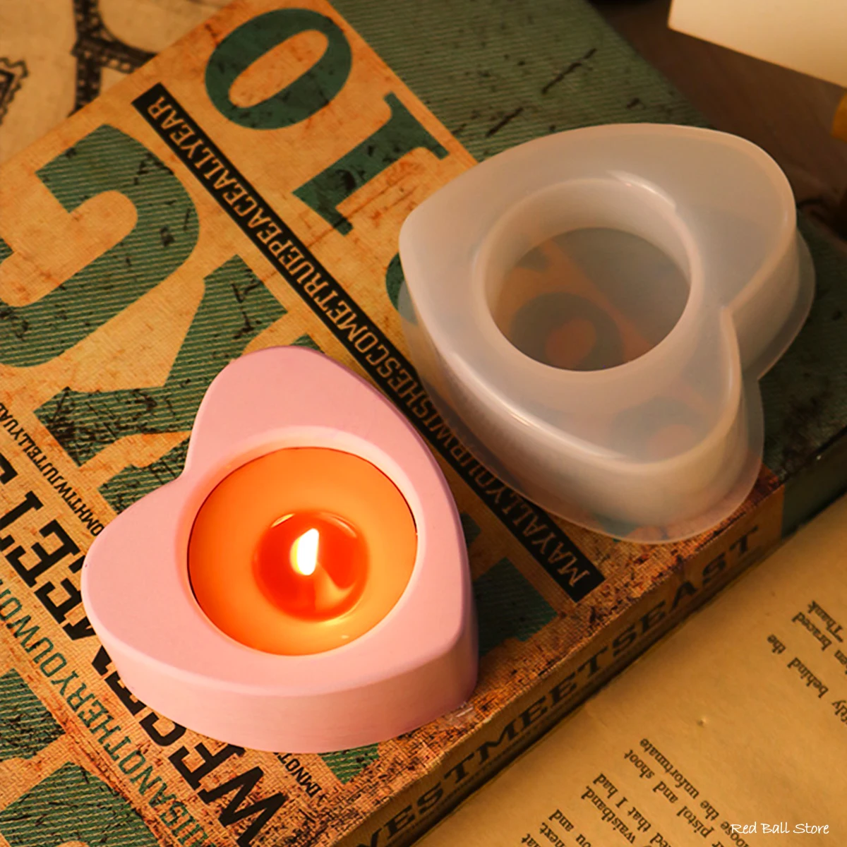 DIYハート型燭台,シリコン型,コンクリートセメント,家の装飾,バレンタインデーのギフト用,新しい愛のキャンドルホルダー