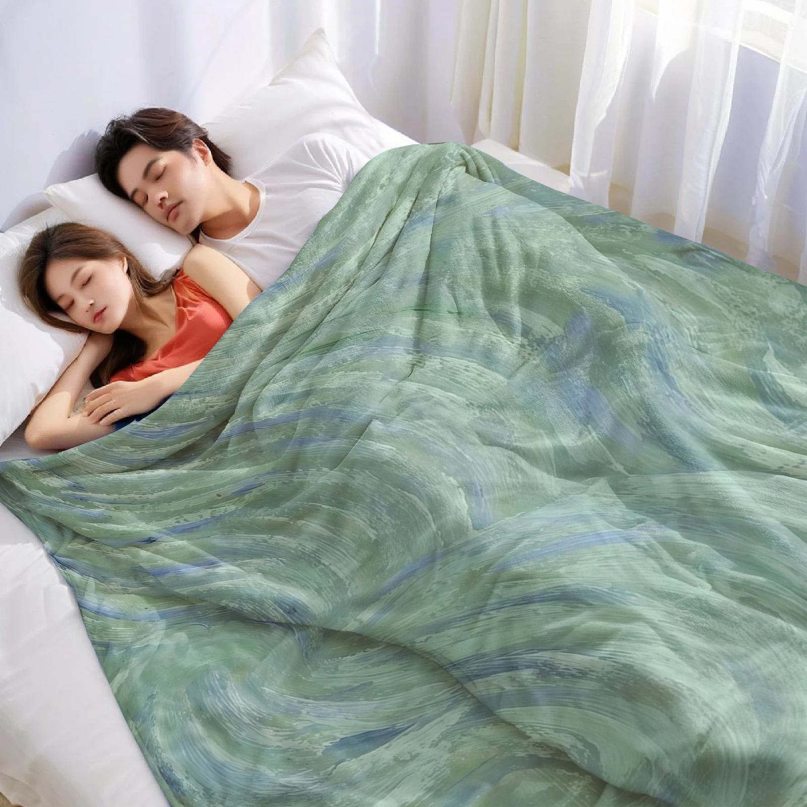 Mint Brush Texture Ultra Soft Sherpa Fleece Blanket Fluffy Warm Halloween Cozy Throw for Sofa Couch Bedroom Gift All season