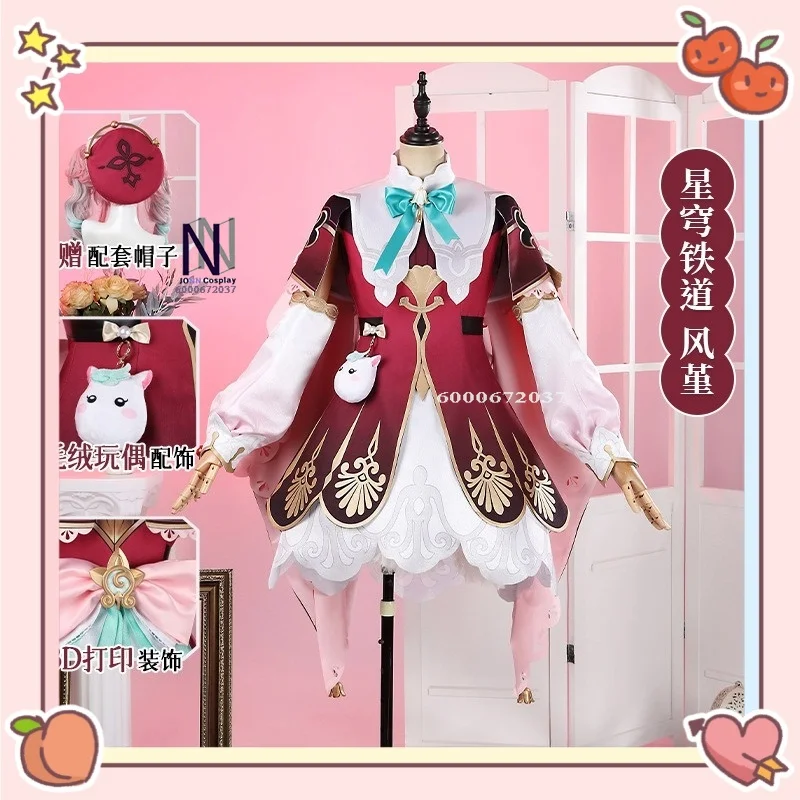 

Honkai: Star Rail Fengjin Anime-style Games Fengjin Full Adorable Outfit Set Cosplay Costume Two-dimensional Cute Red Dress Girl