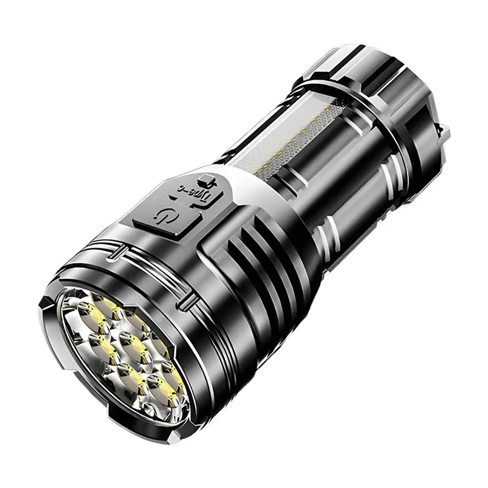 New Explosive Nine Core Strong Light Flashlight Outdoor Portable Thumb Rechargeable Waterproof Flashlight Suitable For Expl Q1F1