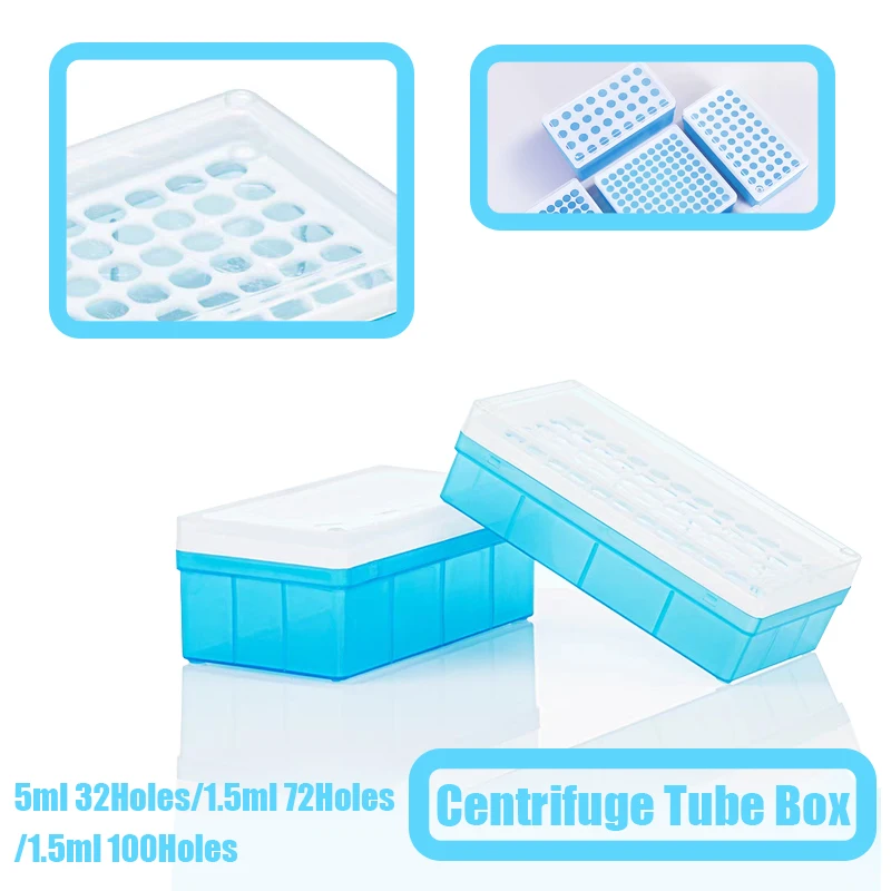 32/72/100Holes 1.5/5ML Centrifuge Tube Box Test Organizer Supplies Laboratory PCR Pipe Office and School Lab Supplies