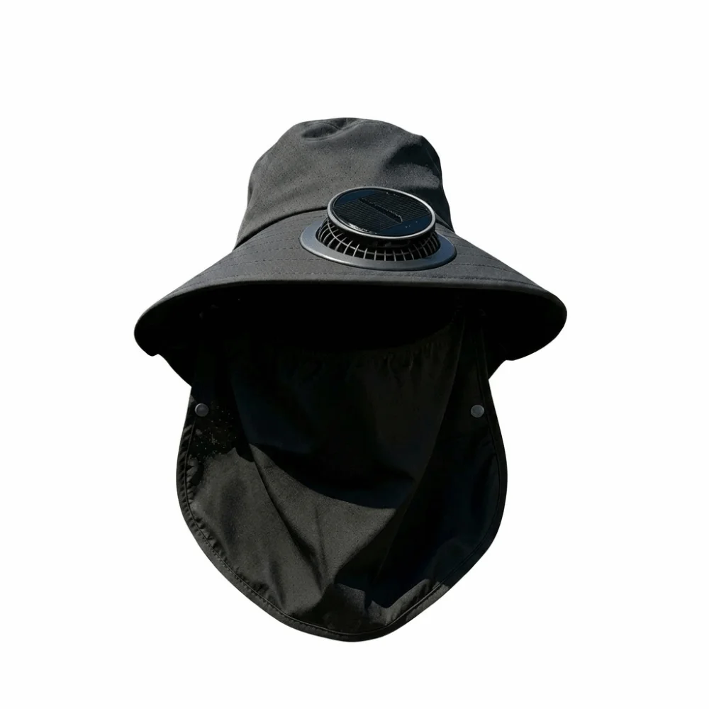 Adjustable Solar Fan Hat Breathable Long-lasting Wide Brim Fishing Hat Portable Sun Protection for 3.7V300MAH